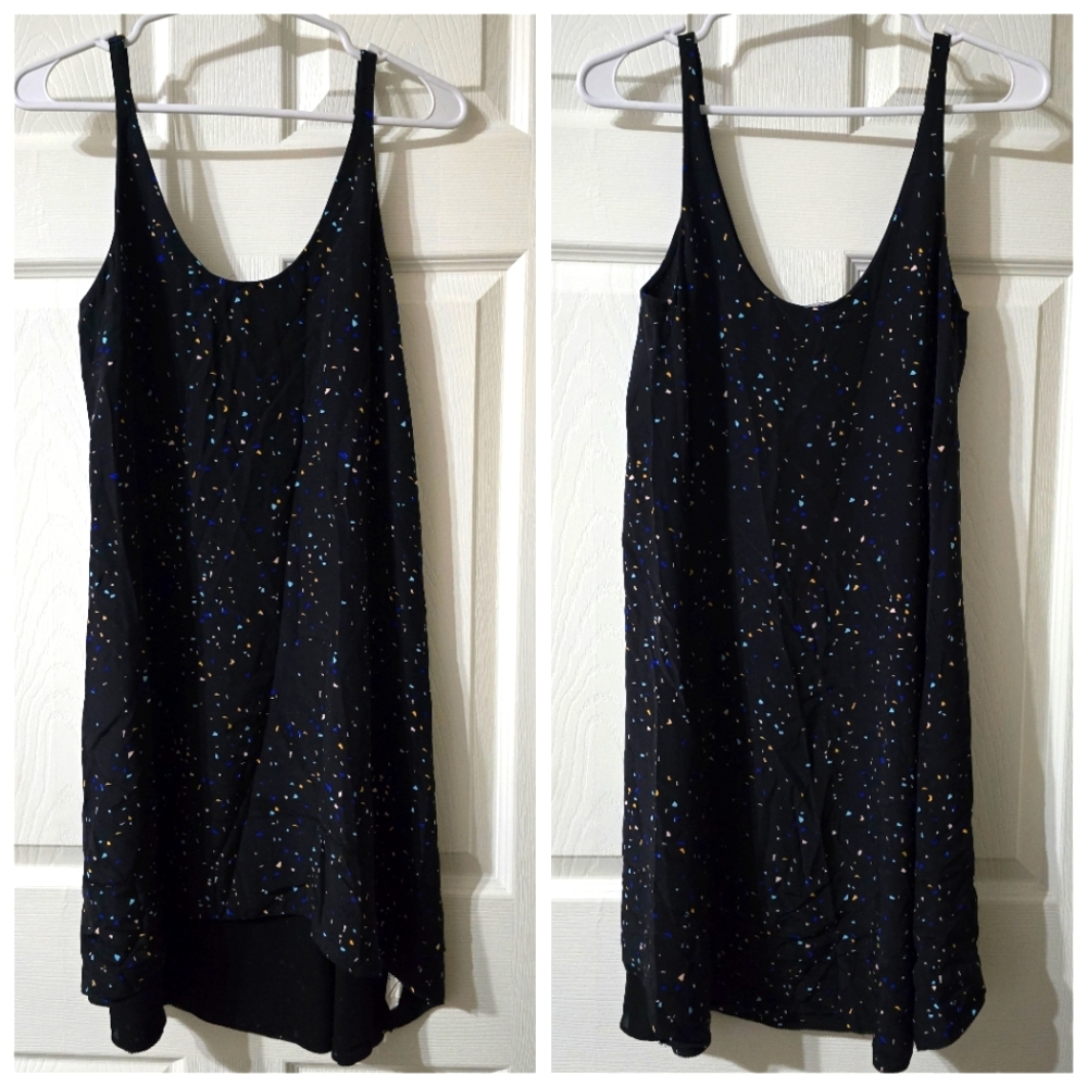 Wilfred 100% Silk Lazare Trapeze Dress in Black Wild Indigo, Loose Fit, EUC!